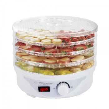 Deshidrator pentru alimente Esperanza Delicatesse EKD003 250W 4 tavi Alb 