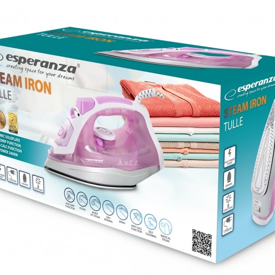 Fier de calcat Esperanza Tulle EHI004 ceramic 2400W Alb/Roz 