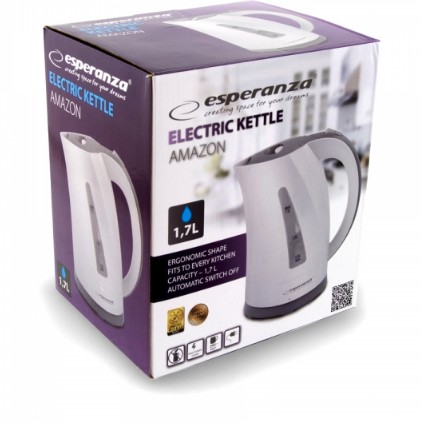 Fierbator electrica Esperanza Amazon EKK022 220W 1.7l Alb/Gri 