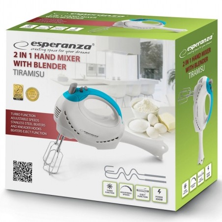 Mixer de mana Esperanz Tiramisu EKM010 300W Alb/Albastru 