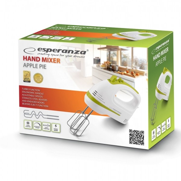 Mixer de mana Esperanza Apple EKM011 400W Alb/Verde 