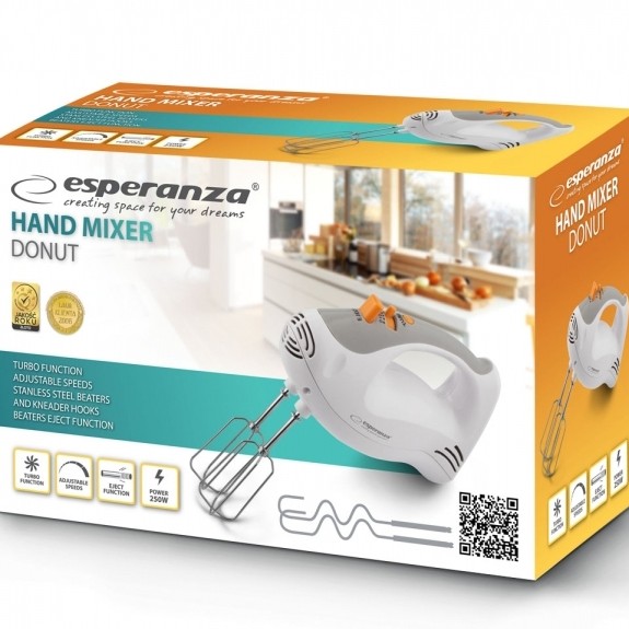 Mixer de mana Esperanza Donut EKM009 DONUT 250W Alb-Gri 