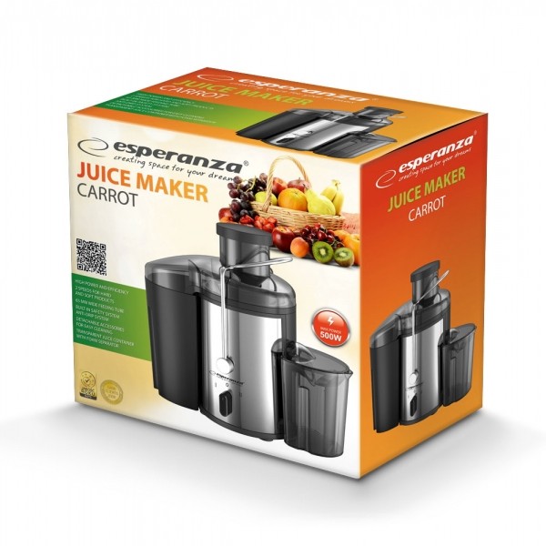 Storcator de fructe si legume Esperanza Carrot EKJ002 500W 21.000rpm Inox/Plastic 