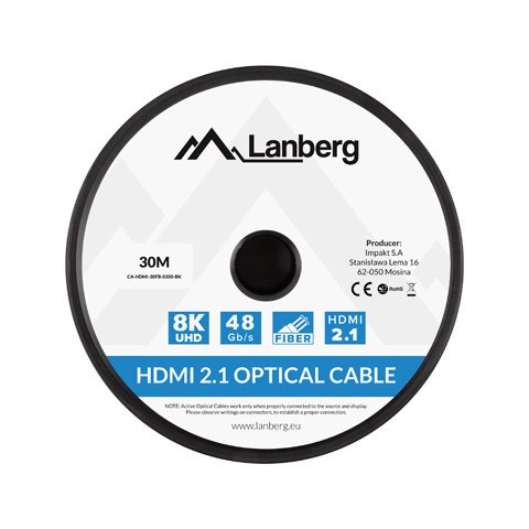 Cablu HDMI M/M v2.1 30 m optic negru AOC 