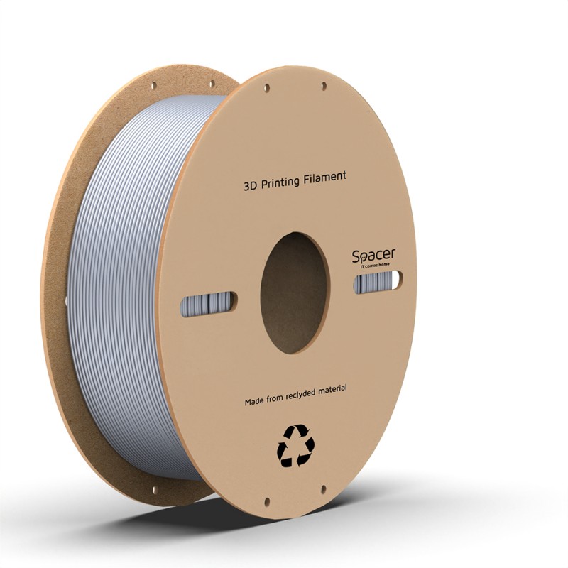 FILAMENT Spacer pt. imprimanta 3D - PLA, 1.75mm diamentru, 1Kg / bobina, aprox. 330m, topire 195-235 grC, silver, 