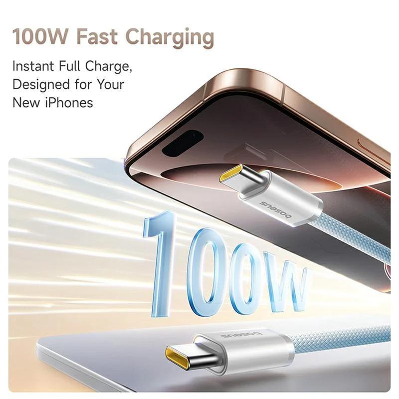 CABLU alimentare si date Baseus Dynamic 4 Pro, Fast Charging Data Cable pt. smartphone, USB Type-C la USB Type-C 100W, 1m, braided, albastru 