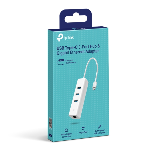ADAPTOR RETEA TP-LINK , extern, USB Type-C, port RJ-45 | USB 3.0 x 3, 1000 Mbps Gigabit LAN, 