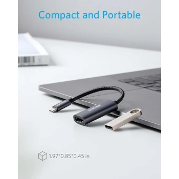 Adaptor video Anker, USB Type-C la HDMI(M), rezolutie 4K la 60Hz, PVC, negru, 
