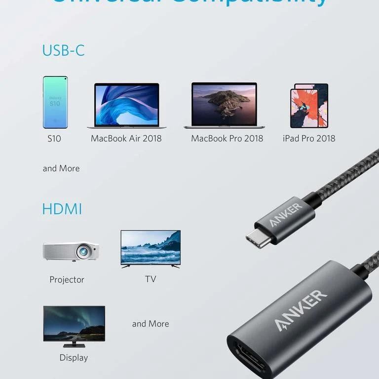 Adaptor video Anker, USB Type-C la HDMI(M), rezolutie 4K la 60Hz, PVC, negru, 
