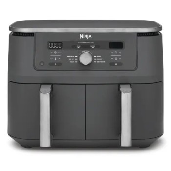Friteuza cu aer cald Ninja Foodi Pro DualZone DZ400, 9.5 L, 6 functii (Gri) 