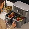 Friteuza cu aer cald Ninja Foodi Pro DualZone DZ400, 9.5 L, 6 functii (Gri) 