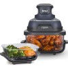 Friteuza cu aer cald Ninja CRISPi 4in1 FN101, PowerPod 1700W, 3.8L/1.4L, 2 recipiente sticla termorezistenta TempWare, 2 placi cu invelis ceramic Crisper Plate, 2 capace pentru depozitare (Albastru) 