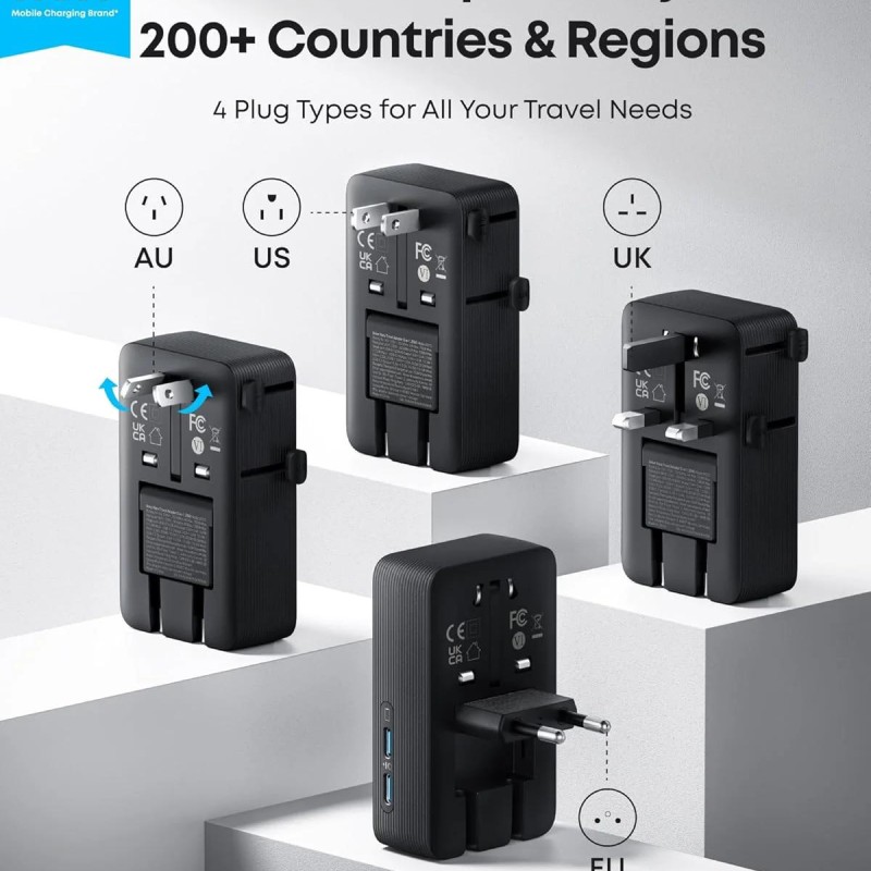 ALIMENTATOR SmartPhone la 220V Anker Anker Nano Travel Adapter (5-in-1, 20W) (H)Offline - UN (excluded CN, Europe) Black 1 