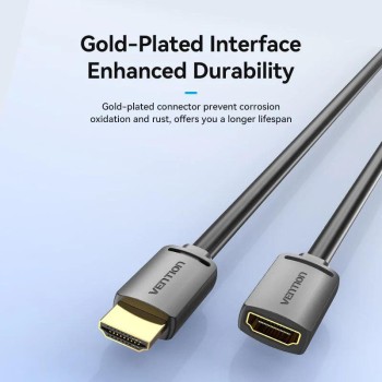 Cablu video prelungitor Vention, HDMI(M) la HDMI(T), 0.5m, rezolutie 4K la 60Hz, negru, 