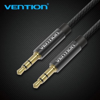 Cablu audio Vention, Jack 3.5mm (T) la Jack 3.5mm (T), 0.5m, conectori auriti, negru, 