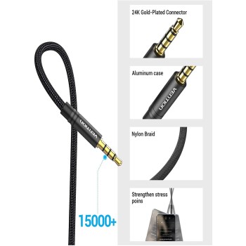Cablu audio prelungitor Vention, Jack 3.5mm (T) la Jack 3.5mm (M), 1m, negru, 