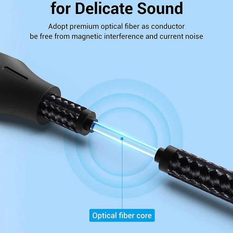 Cablu optic audio Vention, S/PDIF (T) la S/PDIF (T), 5.1 canale, 1.5m, conectori auriti, gri, 