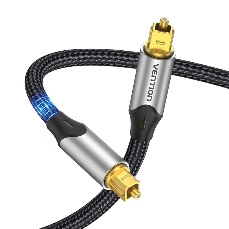 Cablu optic audio Vention, S/PDIF (T) la S/PDIF (T), 5.1 canale, 1.5m, conectori auriti, gri, 