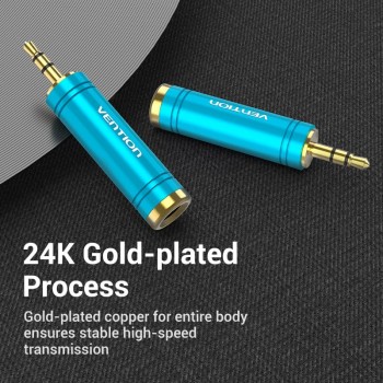 Adaptor audio Vention, Jack 6.35mm (M) la Jack 3.5mm (T), conectori auriti, albastru, 