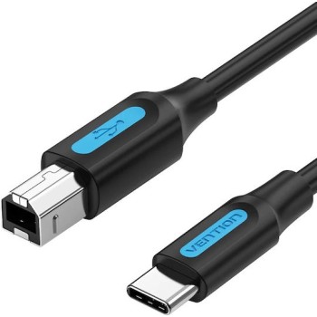 Cablu USB imprimanta Vention, 1m, USB-C (T) la USB-B (T), PVC, negru, 