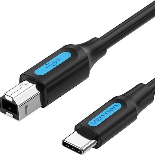 Cablu USB imprimanta Vention, 2m, USB-C (T) la USB-B (T), PVC, negru,