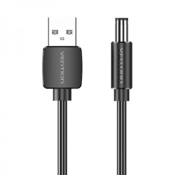 Cablu alimentare Vention, USB 2.0 (T) la DC 5.5mm (T), 1m, 5V, 3A, PVC, negru, 