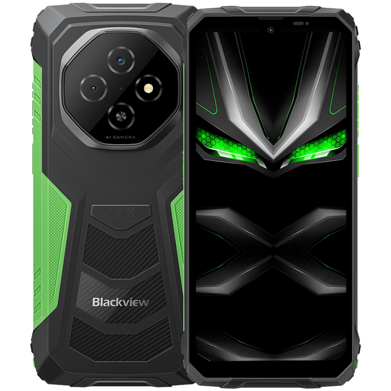 Blackview FORT1 LTE 6.56-inch HD+ 1612x720 90Hz 6+256GB Unisoc T615 Octa-Core 1.8GHz 8MP Front 16+2MP Rear NFC MIL-STD-810H 10000mAh Fingerprint  Android 15 Green 