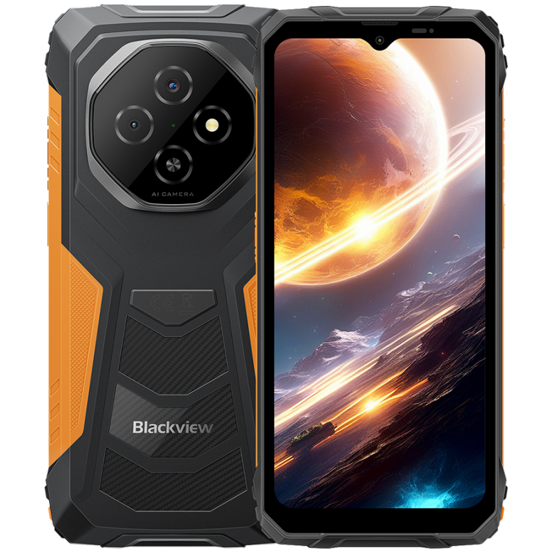 Blackview FORT1 LTE 6.56-inch HD+ 1612x720 90Hz 6+256GB Unisoc T615 Octa-Core 1.8GHz 8MP Front 16+2MP Rear NFC MIL-STD-810H 10000mAh Fingerprint  Android 15 Orange 