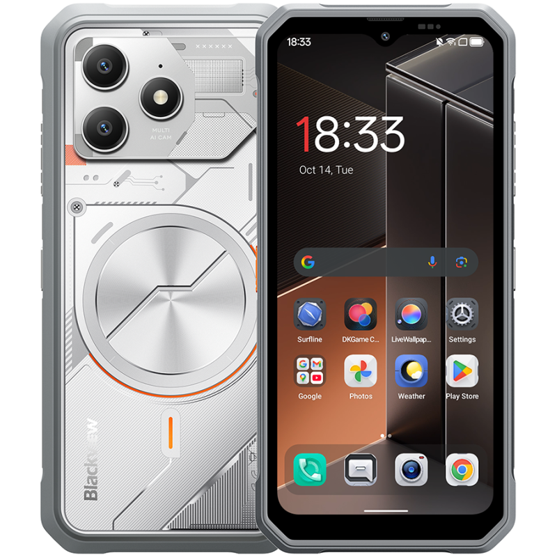 Blackview FORT100 LTE 6.56-inch HD+ 1612x720 90Hz 8+128GB MT Helio G81 Octa-Core 2.0GHz 13MP Front 16MP Rear NFC MIL-STD-810H 5000mAh Fingerprint  Android 16 Lunar White 