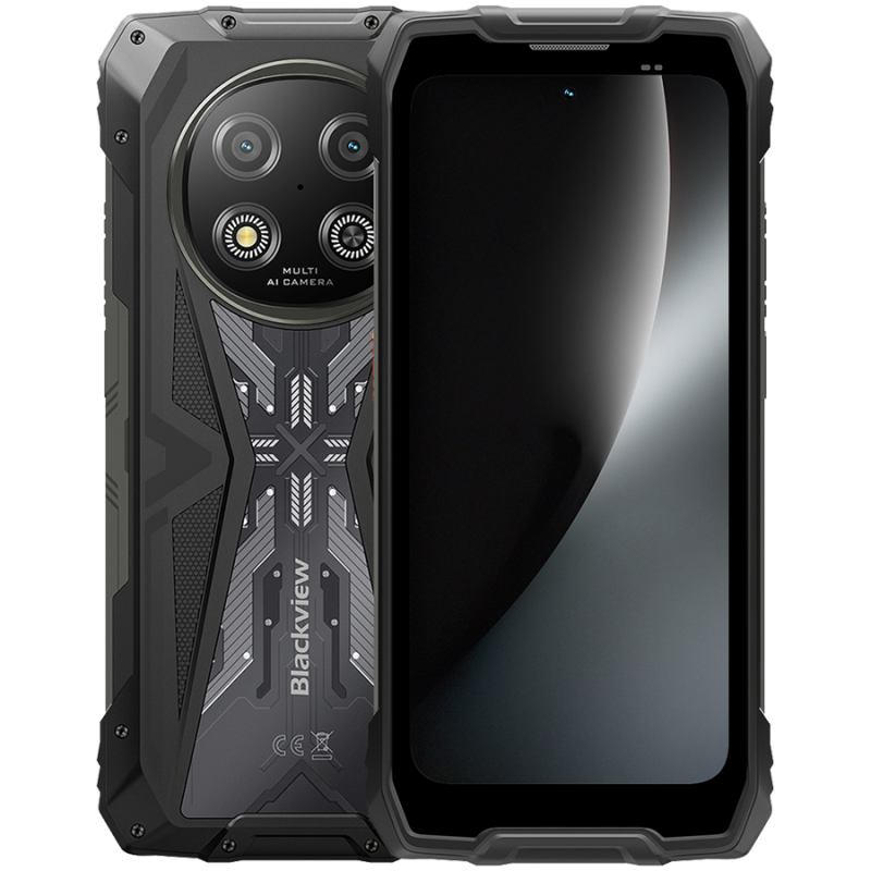 Blackview ROCK 2 5G 6.67-inch HD+ 1640x720 120Hz 12+256GB Unosoc T8100 Octa-Core 2.2GHz 13MP Front 16MP Rear NFC FG MIL-STD-810H 15000mAh Fingerprint  Android 16 Black 