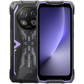 Blackview ROCK 2 5G 6.67-inch HD+ 1640x720 120Hz 12+256GB Unosoc T8100 Octa-Core 2.2GHz 13MP Front 16MP Rear NFC FG MIL-STD-810H 15000mAh Fingerprint  Android 16 Purple 