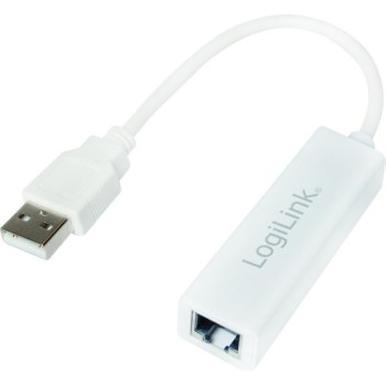 CABLU USB LOGILINK adaptor, USB 2.0 (T) la RJ45 (M), 10cm, 10/100 Mbit/s, alb, 