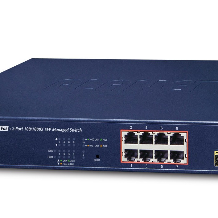 NET SWITCH 8PORT 1000M POE+/GS-4210-8P2S PLANET 
