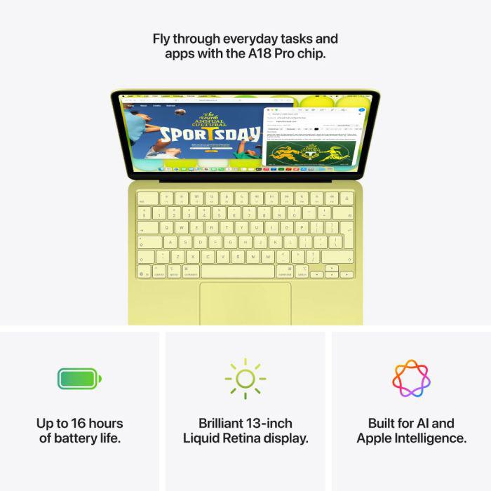 13 MacBook Neo 13 with Liquid Retina, Apple A18 Pro chip (6-core CPU), 8GB, 256GB SSD, Apple A18 Pro 5-core GPU, macOS, Citrus, INT keyboard, 2026 