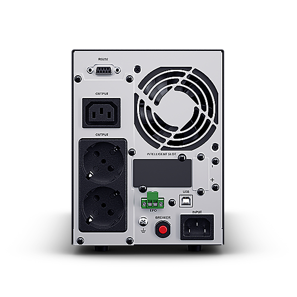 UPS CYBER POWER Online dubla conversie cu sin. pura, cu management, Tower, LCD, 1000VA/900W, 2x Schuko, 1x IEC, baterie 2x 12V/9Ah, incarcare pana la 4h, USB, RS232, slot SNMP, APFC, LCD col, EPO, tehn. GreenP, 