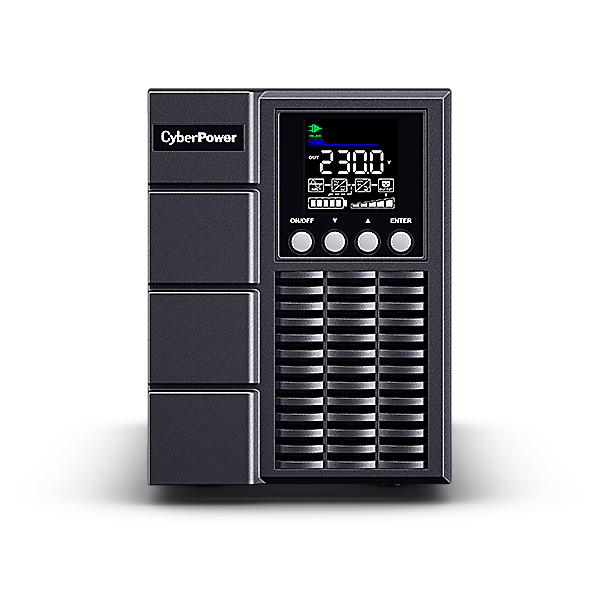 UPS CYBER POWER Online dubla conversie cu sin. pura, cu management, Tower, LCD, 1000VA/900W, 2x Schuko, 1x IEC, baterie 2x 12V/9Ah, incarcare pana la 4h, USB, RS232, slot SNMP, APFC, LCD col, EPO, tehn. GreenP, 