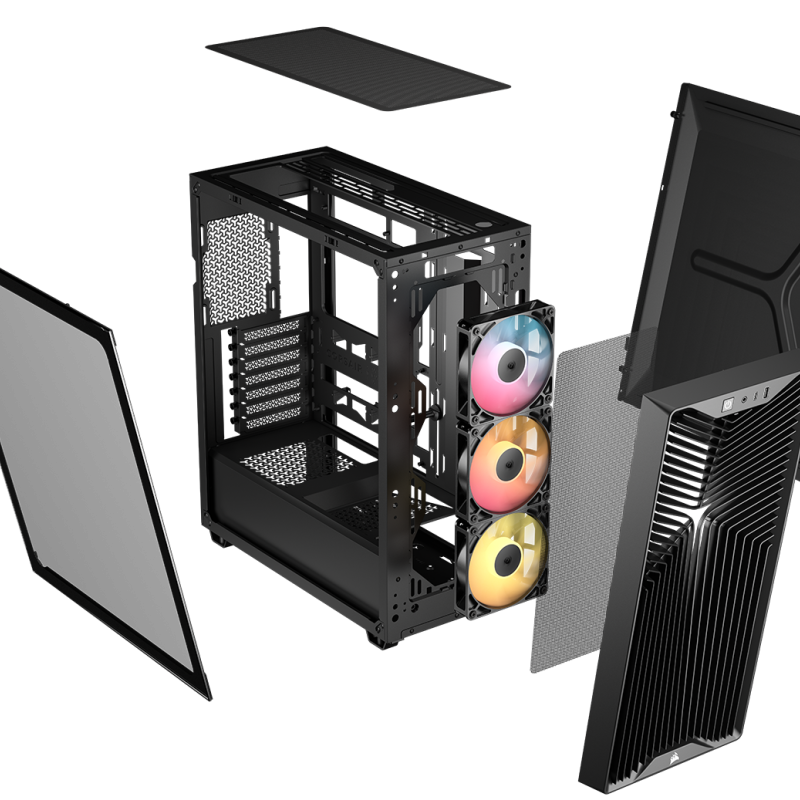 Carcasa Corsair 3200D RS ARGB, Mid-Tower, ATX, 3 ventilatoare incluse RS120 ARGB, Negru 