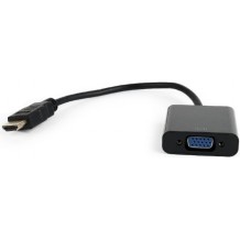 CABLU video GEMBIRD, adaptor HDMI (T) la VGA (M), 15cm, rezolutie maxima Full HD (1920 x 1080) la 60Hz, negru, 