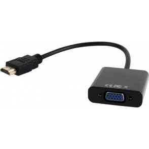 CABLU video GEMBIRD, splitter HDMI(T) la VGA(M)+Jack 3.5mm(T), 15cm, rez max Full HD la 60Hz, converteste semnal digital HDMI in analog VGA+3.5 mm jack,negru, 