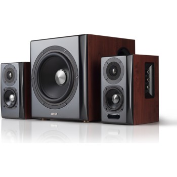 BOXE EDIFIER 2.1, RMS: 150W (2 x 25W, 2 x 15W, 1 x 70W), bluetooth, telecomanda wireless, volum, bass, treble, optical, brown, 