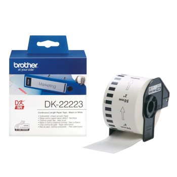 Banda Continua Hartie  Original Brother Black on White, DK22223, pentru P-TOUCH QL-1100|1110|800|810|1050|1060|500|560|570|580|650|702, 50mmX30.48m, incl.TV 0 RON, 