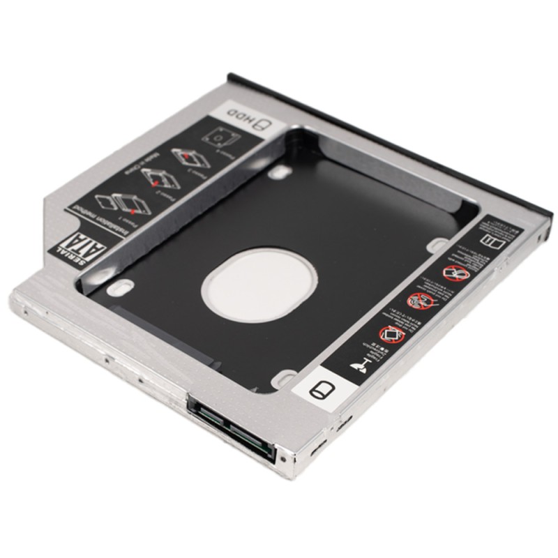 RACK intern SPACER, tip caddy 9.5mm, 5.25 inch la 2.5 inch, S-ATA, interfata PC S-ATA, metal, negru, 