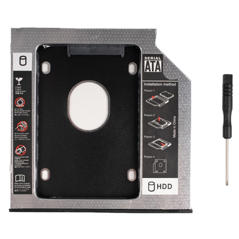 RACK intern SPACER, tip caddy 9.5mm, 5.25 inch la 2.5 inch, S-ATA, interfata PC S-ATA, metal, negru, 