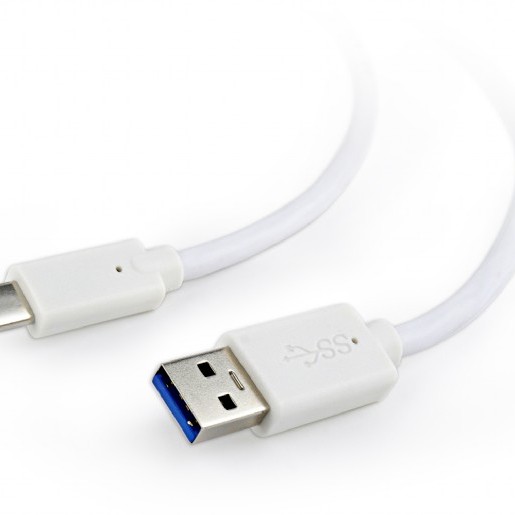 CABLU alimentare si date GEMBIRD, pt. smartphone, USB 3.0 (T) la USB 3.1 Type-C (T), 36W, 1.8m, alb, 