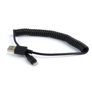 CABLU alimentare si date GEMBIRD, pt. smartphone, USB 2.0 (T) la Lightning (T), 1.5m, spiralat, negru, 