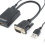 CABLU video GEMBIRD, adaptor VGA(T)+Jack 3.5mm(T) la HDMI(M),15cm,rez max Full HD 60Hz, conecteaza placa vid cu VGA la monitor HDMI,cablu power USB,negru, 