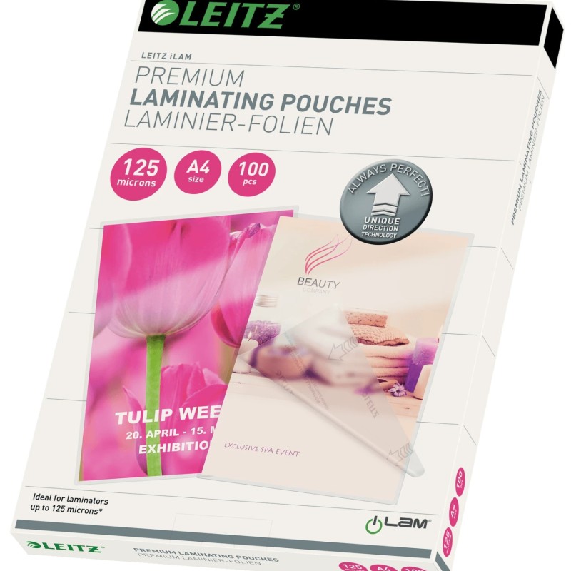 Folie Leitz UDT pentru laminare la cald,  A4, 125 mic., 100buc/set, 