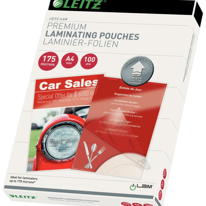 Folie Leitz UDT pentru laminare la cald,  A4, 175 mic., 100buc/set, 