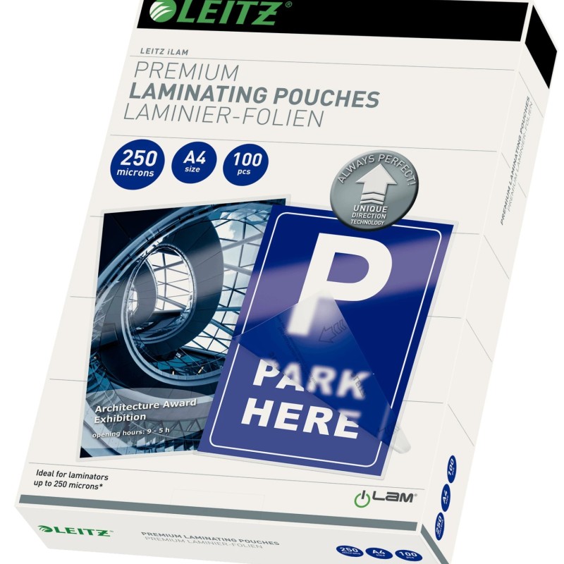 Folie Leitz UDT pentru laminare la cald,  A4, 250 mic., 100buc/set, 