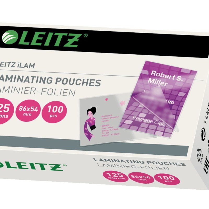 Folie Leitz MINI pentru laminare la cald, 54x86, 125 mic., 100buc/set, 